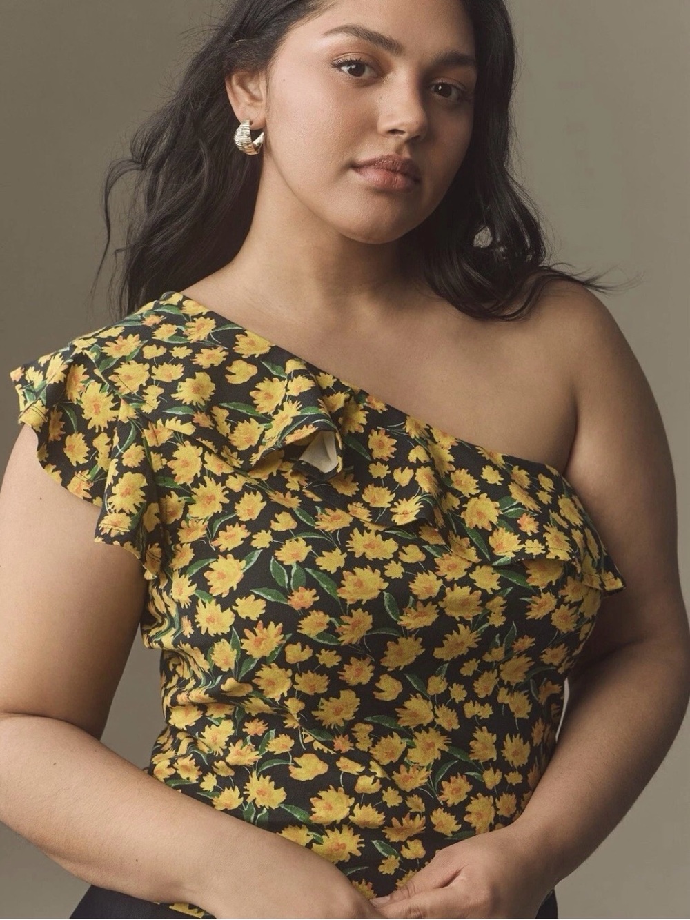 Anthropologie Maeve 2X Yellow Floral Ruffle Top NWT Cottagecore Boho